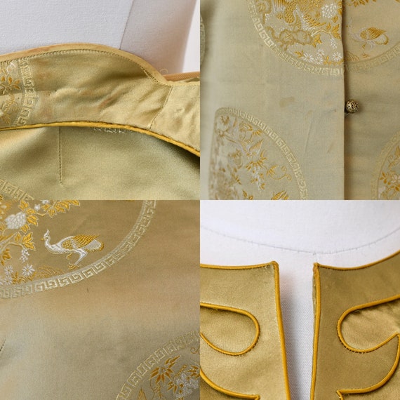 1950s Asian Gold Satin Brocade Jacket Top - image 10