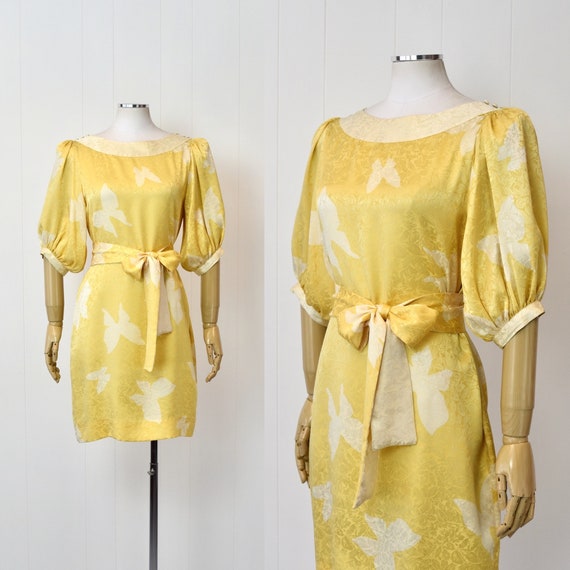 1980s/1990s Flora Kung Yellow Silk Butterfly Flora