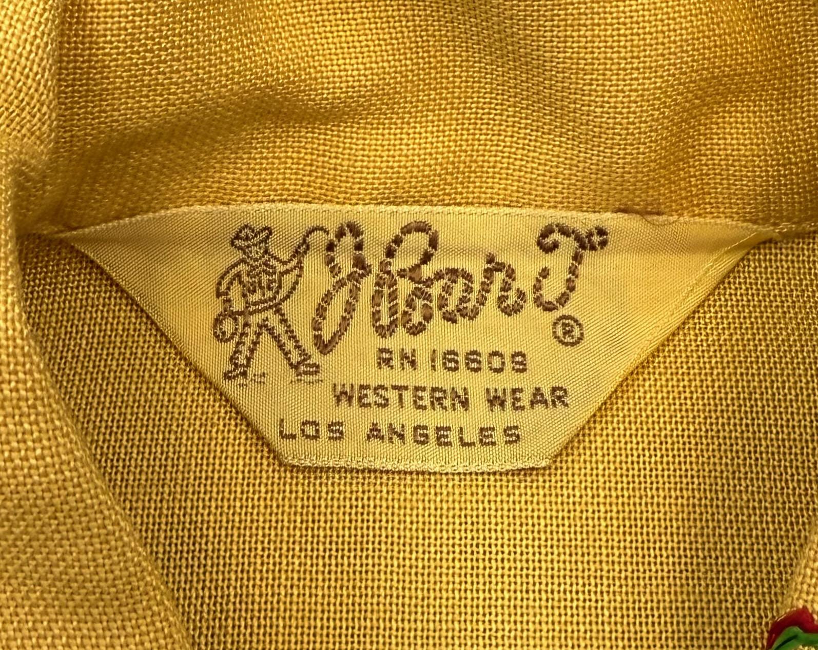 1950s J Bar T Western Wear Cowboy Yellow Brown Steer Skull Star 
