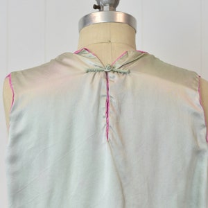 1920s Asian Inspired Green & Pink Embroidered Silk Blouse image 7