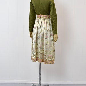 1960s Green Pink Floral Brocade Party Dress image 5
