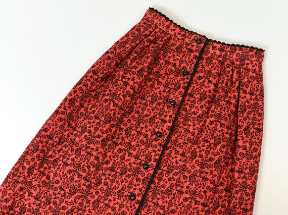 1960s Red Lanz Austrian Novelty Print Skirt - image 2