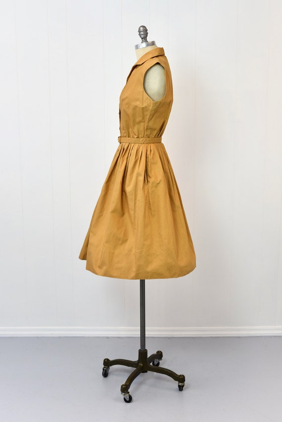 1950s Serbin Camel Brown Day Dress - image 5