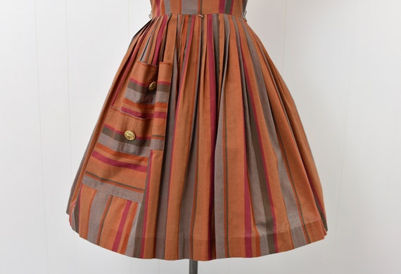 1960s Orange Striped Junior Towne Day Dress - image 4