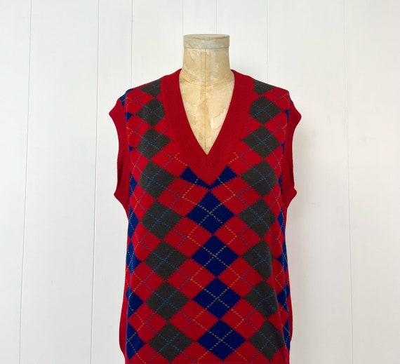 1990s/2000s Red Argyle Tricots St. Raphael for Saks Fifth