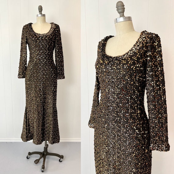 1960s Lilli Diamond Gold Black Sequin Metallic Bo… - image 1