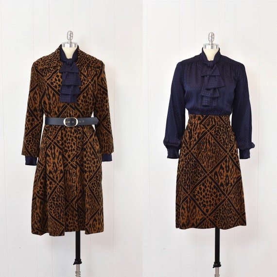 Vintage Corduroy Paneled Leopard Dress