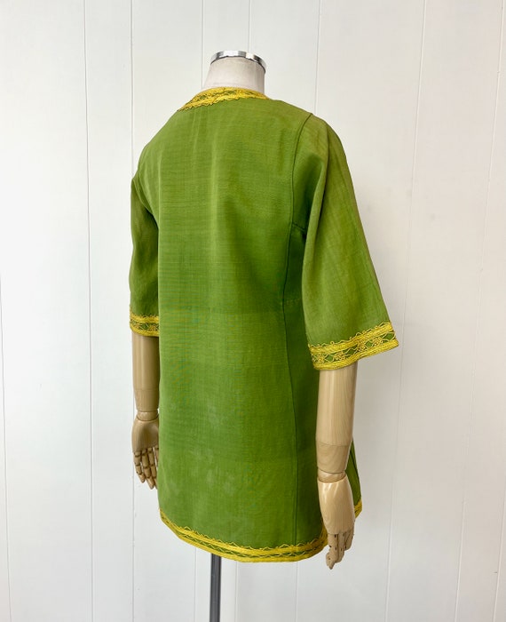 1960s/1970s Green Yellow Embroidered Grosgrain Wo… - image 7