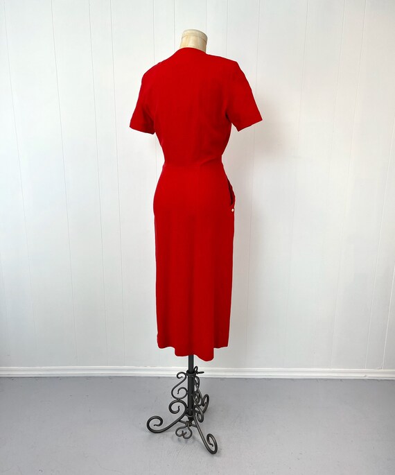 1940s Red Bombshell Front Zip Wiggle Pinup Dress - image 6