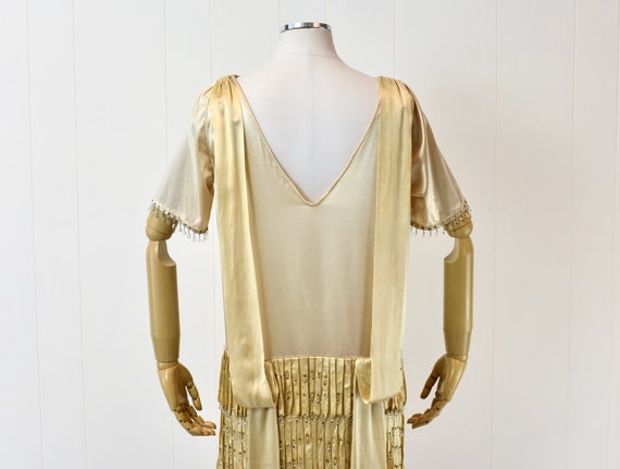 1920s Beaded Fringe Rhinestone Flapper Dress - image 7