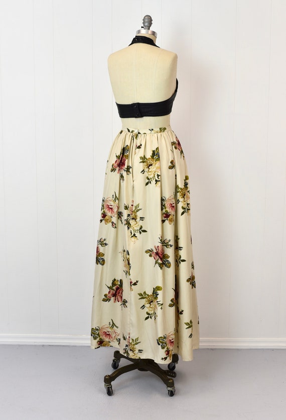 1990s Laura Ashley Rose Print Silk Maxi Skirt - image 7