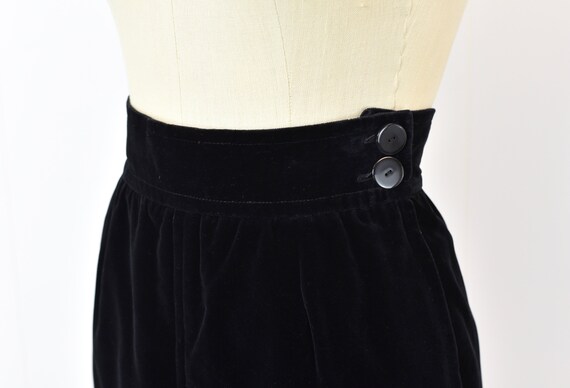 1980s Yves Saint Laurent Black Velvet Pencil Skirt - image 3