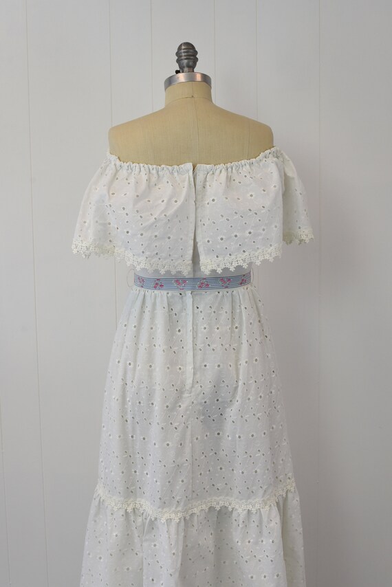 NOS 1970s Miss K Alfred Shaheen White Eyelet Maxi… - image 7