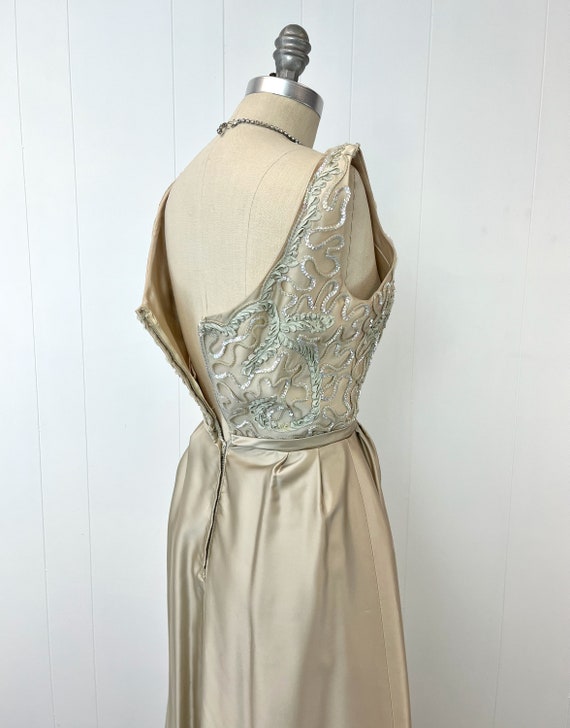 1960s Champagne Ribbon Sequin Embroidered Party D… - image 5