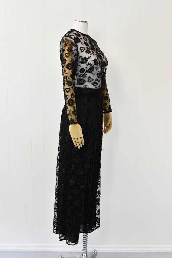 1970s Black Lace Sequined Two Piece Set - image 4