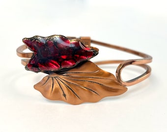 1950s Matisse Renoir Copper Blue Enamel Leaf Botanical Novelty Mid