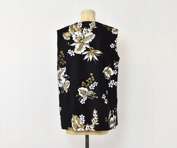 1960s Paradise Hawaii Black Metallic Gold Floral … - image 6