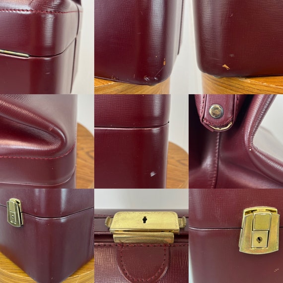 1960s Oxblood Dark Brown Leather Doctors Bag Trai… - image 10