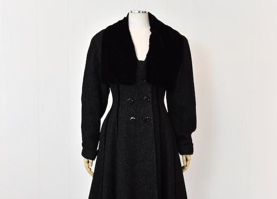 1950s Princess Coat Lilli Ann Style Jacket Black … - image 2