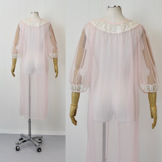 1970s Berkliff Light Baby Pink & Floral Lace Shee… - image 6