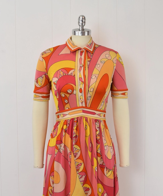 1960s Emilio Pucci Pink Orange Psychedelic Printed Silk Short