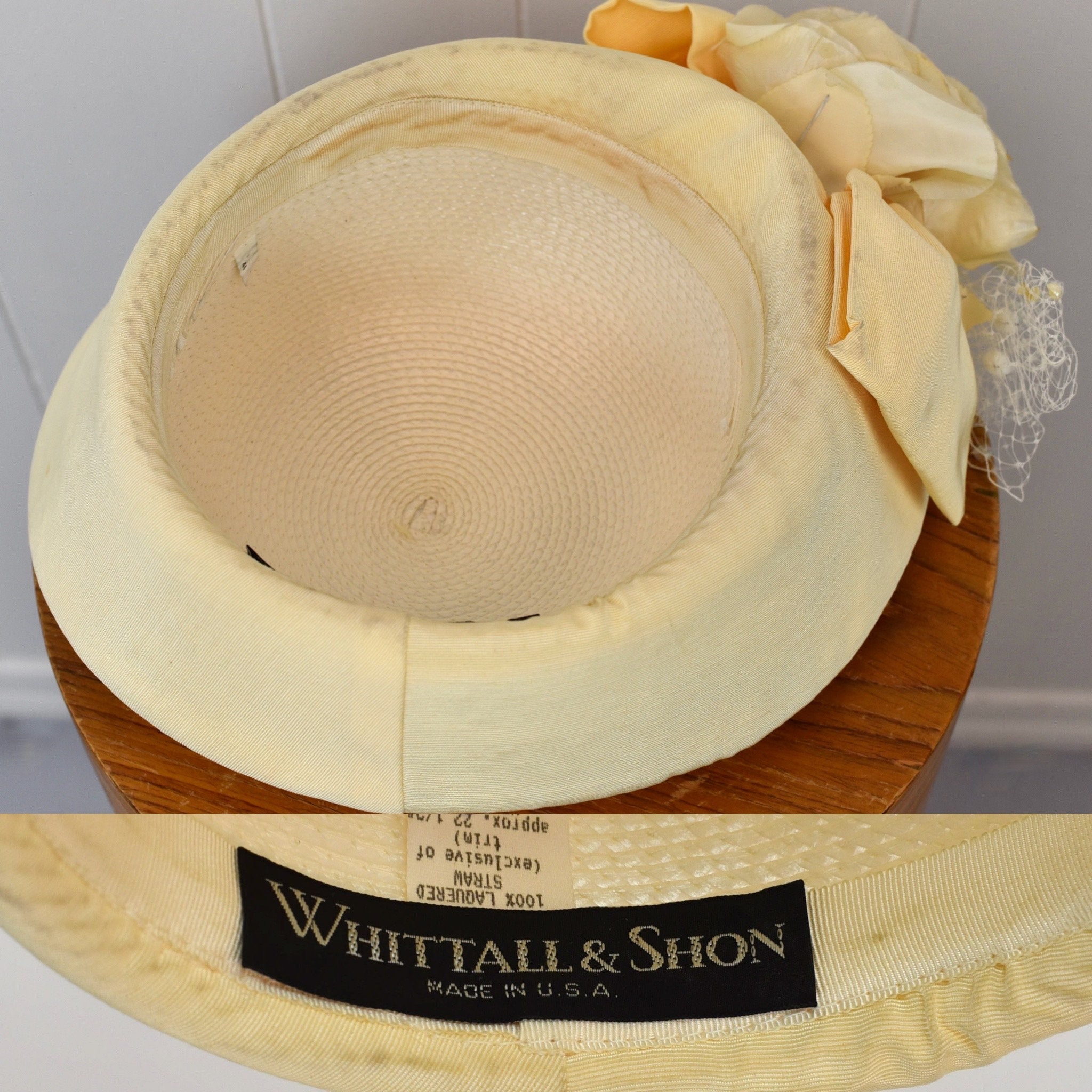 Whittall & Shon Straw Hat Whittall & Shon vintage wide brim straw & lace derby/church  main image 3
