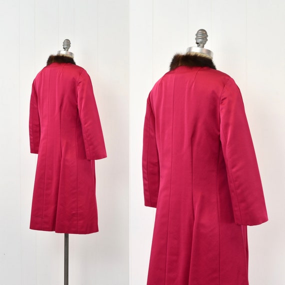 1960s Raspberry Pink Magenta Mink Fur Collar Mid … - image 8