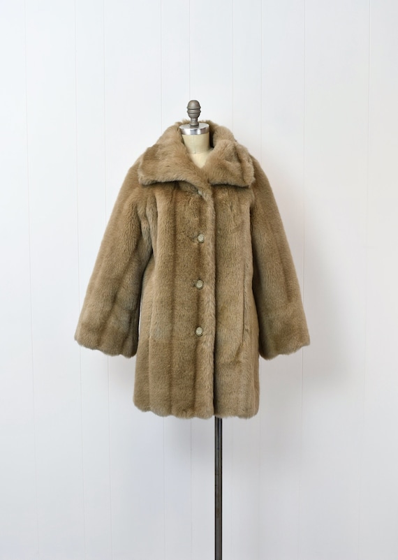 1970s Sears Fashions Faux Fur Leather Trimmed Tedd