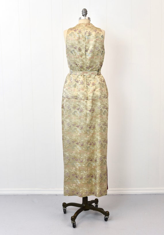 1950s Asian Inspired Floral Novelty Print Brocade… - image 6