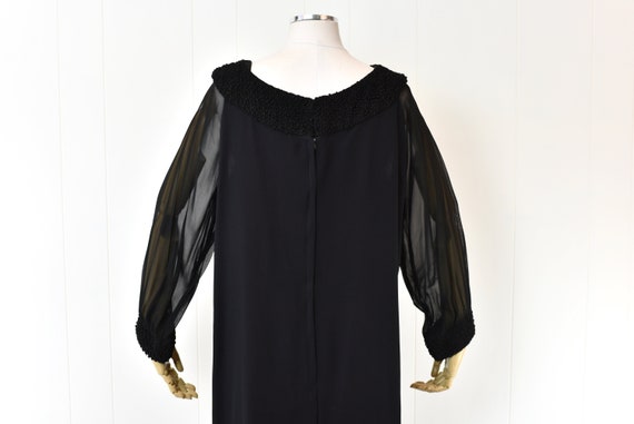 1960s Black Sheer Balloon Sleeve Mod Shift Dress - image 8