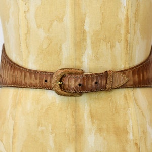 1980s/1990s Brown Python Snakeskin J Lynch Wide Statement Belt
