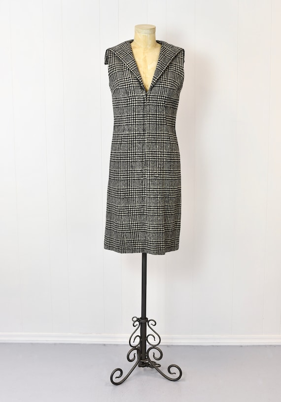 1960s Houndstooth Print Sloat & Co Wool Mod Shift… - image 7