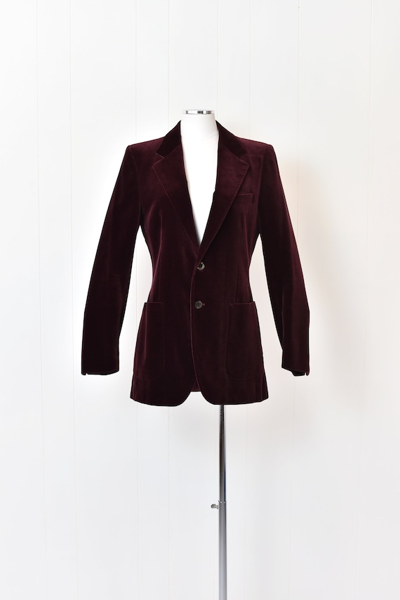 1970s Yves Saint Laurent Burgundy Velvet Jacket - image 2