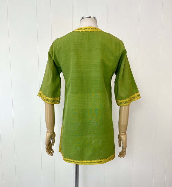 1960s/1970s Green Yellow Embroidered Grosgrain Wo… - image 5