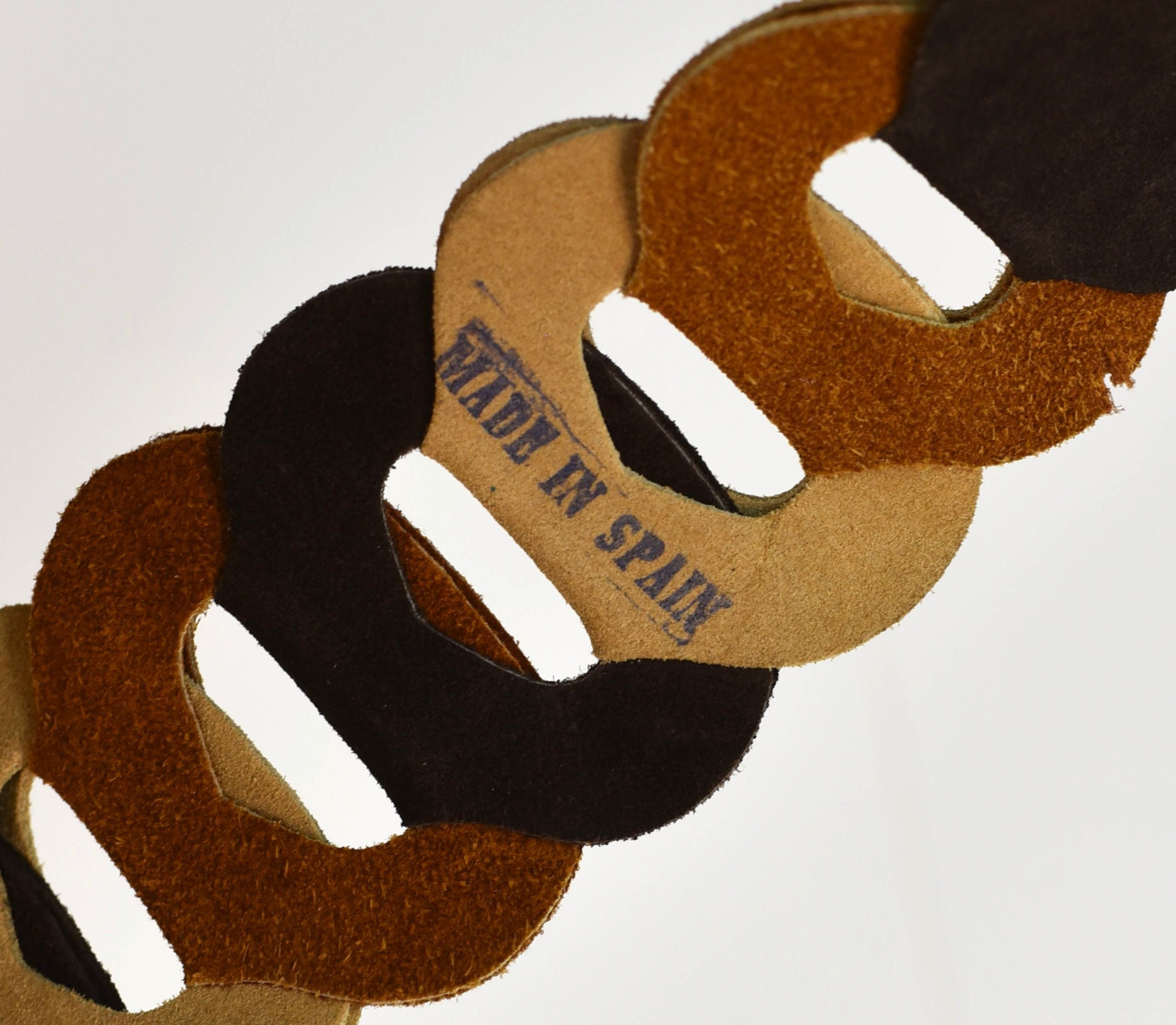 Vintage 1970’s Suede Leather Link Chain Tie Belt Retro  Boho Vibes Beautiful Vintage 70 main image 2