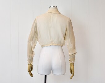 sheer over flare blouse（ivory） Organza Sheer Ivory Bridal Blouse Cover Up, Modern Bridal