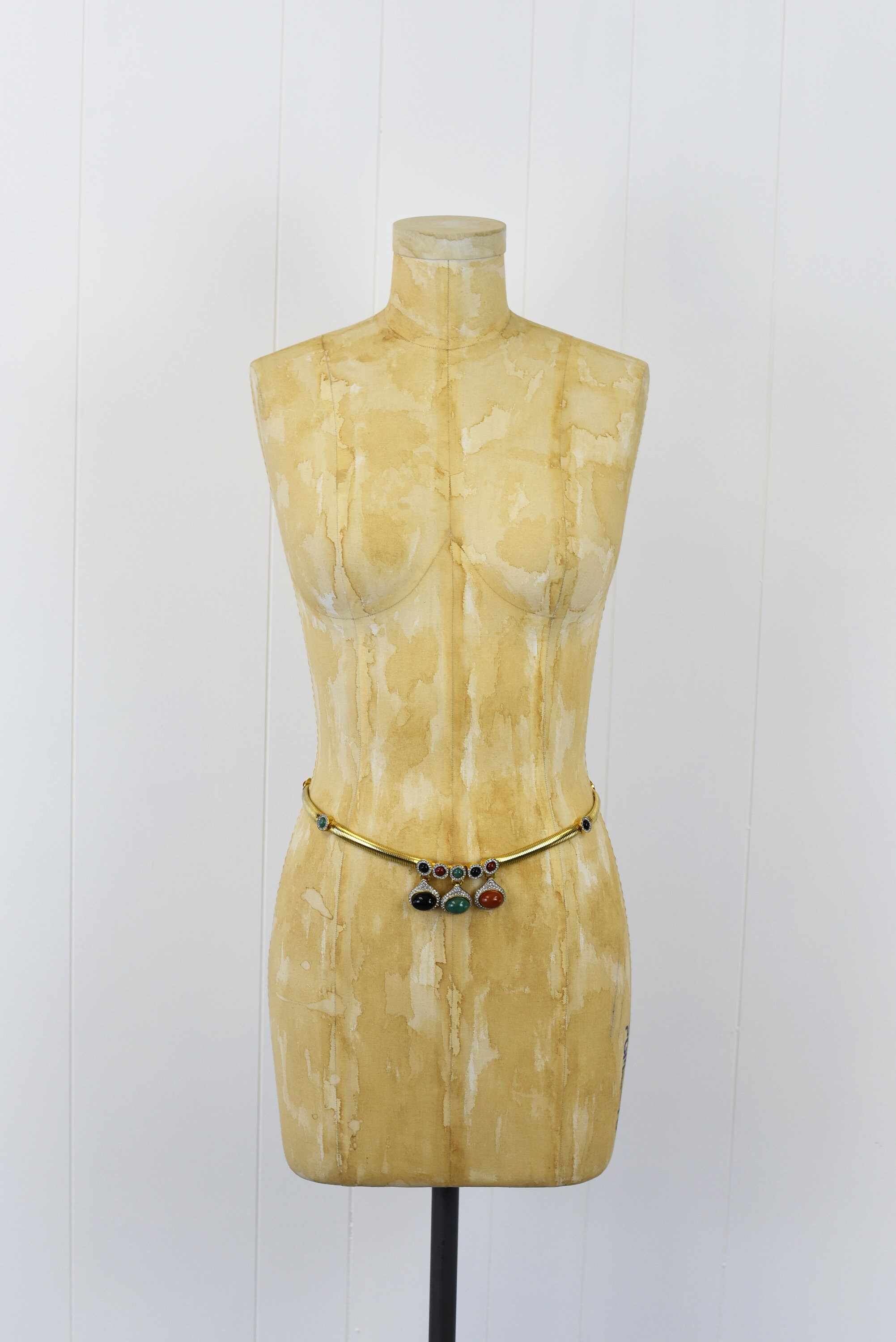 1980s Judith Leiber Rhinestone Multicolored Gold Statement 