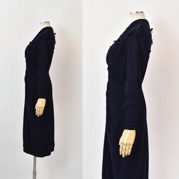 1940s/1950s Navy Blue Wool Velvet Bow Pattullo-Jo… - image 3