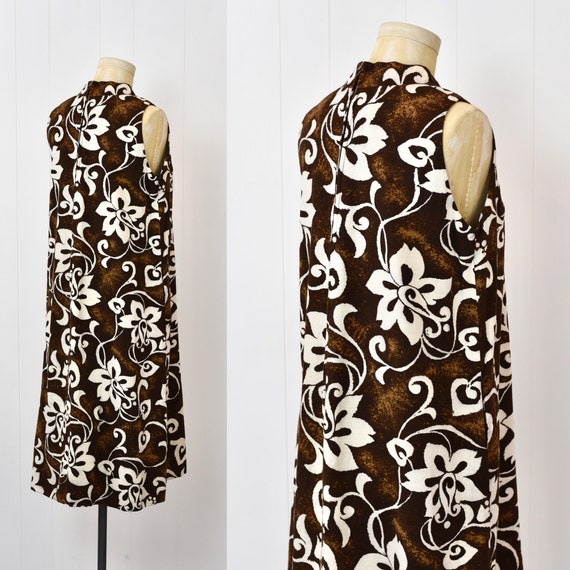 1970s Kiyomi Hawaiian Brown White Hibiscus Floral… - image 7