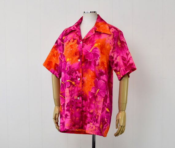 1960s/1970s Hawaiian Polynesian Textiles Pink Ora… - image 3