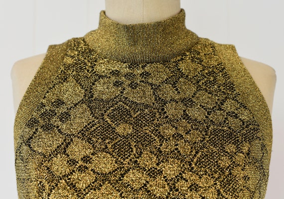 80's Metallic Lace Peplum Party Dress by Karen Okada