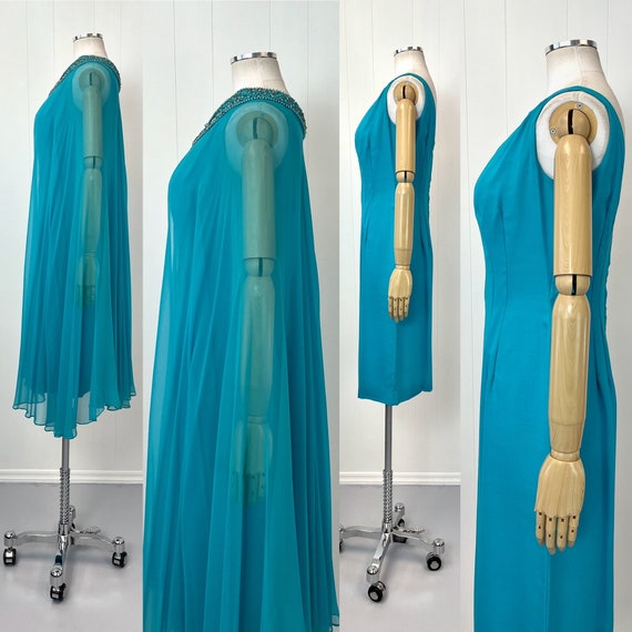 1950s/1960s Turquoise Blue Wiggle Cocktail Dress … - image 4