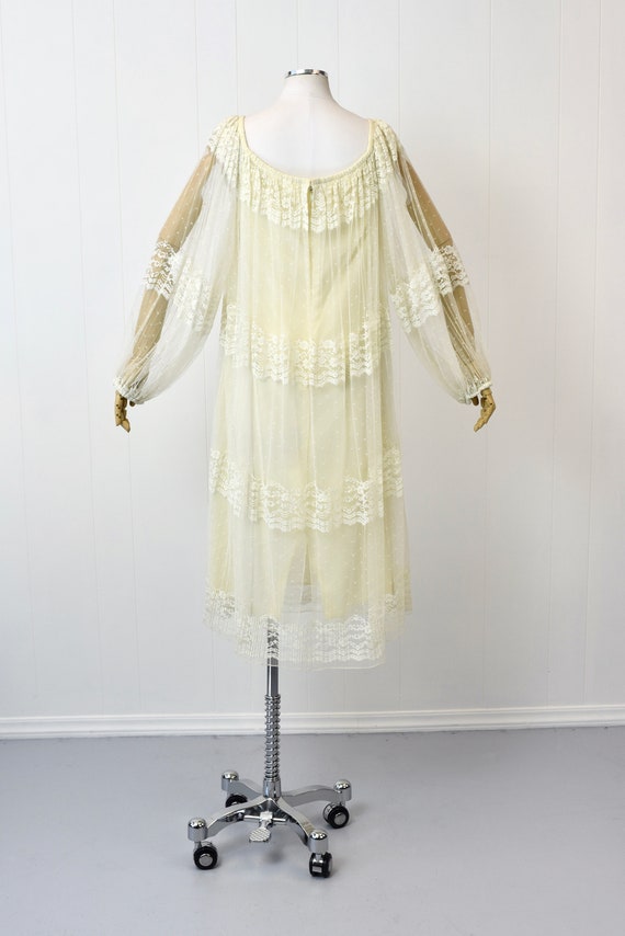 1970s Designer White Floral Tulle Dress Marita by… - image 7