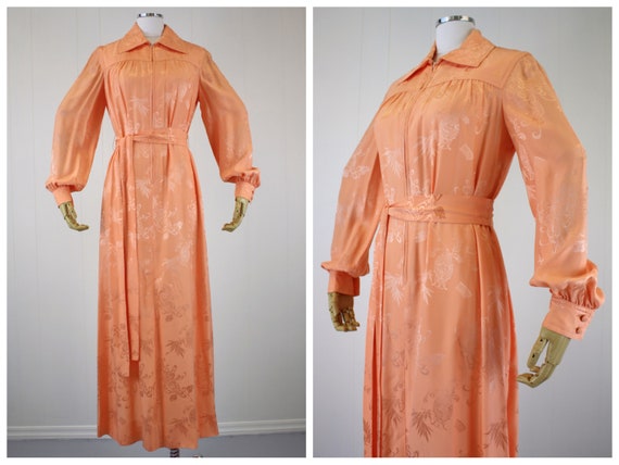 1970s Rizkallah for Malcolm Starr Peach Dressing … - image 1