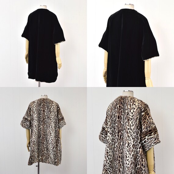 1960s Leopard Print Reversible Faux Fur Black Vel… - image 5