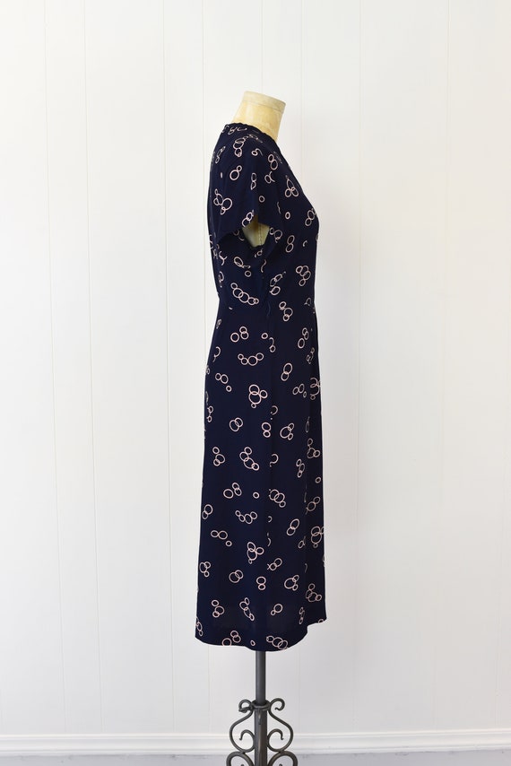 1940s Navy & Pink Day Dress - image 5