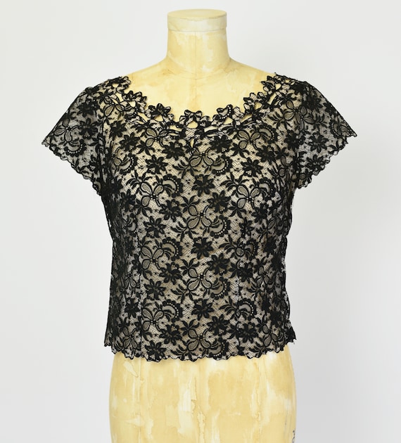 1950's Black Lace Blouse