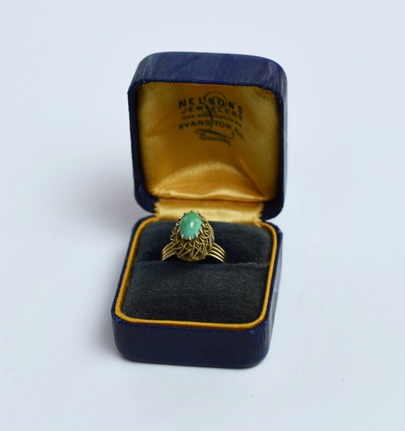 1960s Turquoise Stone 14kt Gold Ring