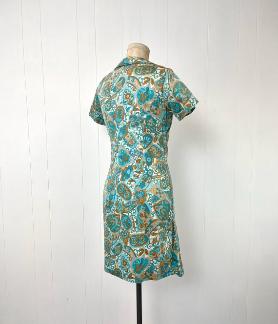 1960s Floral Paisley Blue Brown Pleated Mod Scoot… - image 7