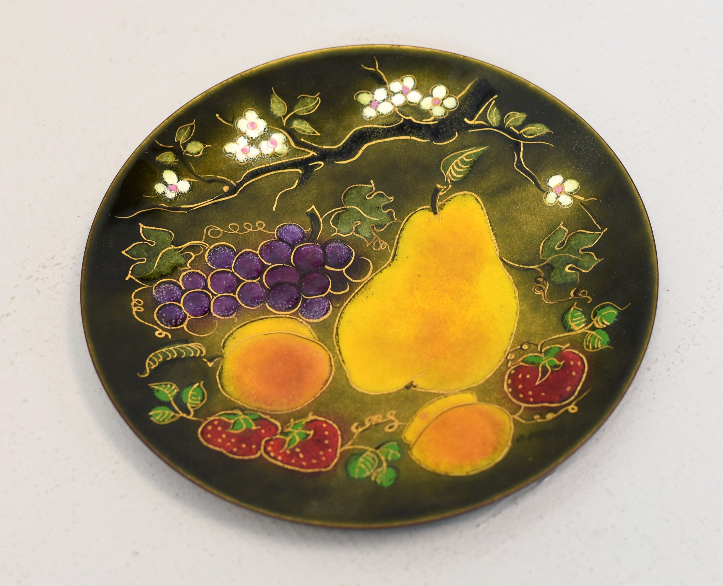 1950s/1960s Margaret Ratcliff Enamel on Copper Hand Painted Fruit